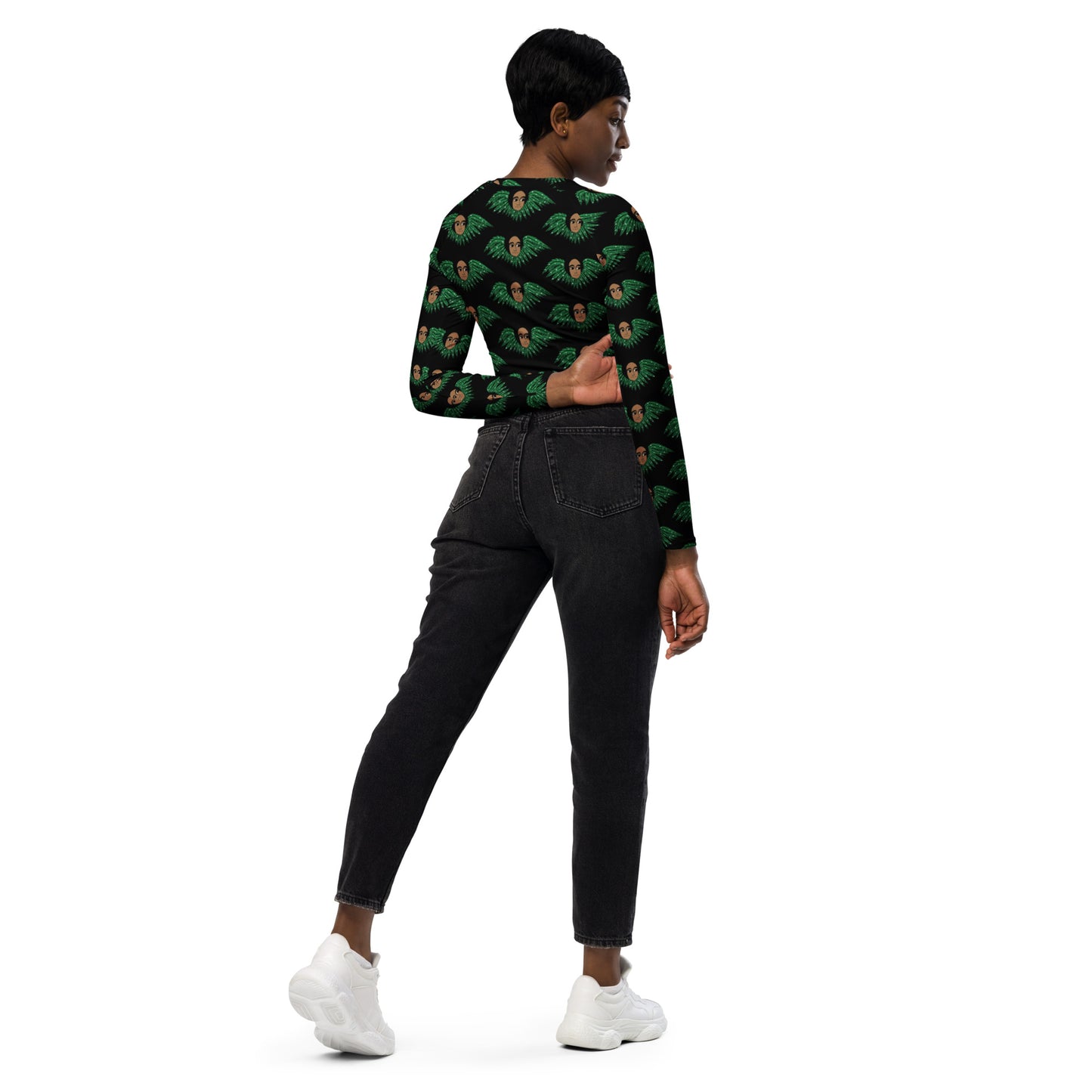 DFFRNTWRLD® Big Ethiopia Recycled Long-Sleeve Crop Top