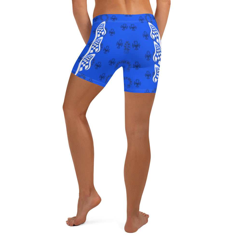 DFFRNTWRLD® Ankh Hearts Blue Shorts
