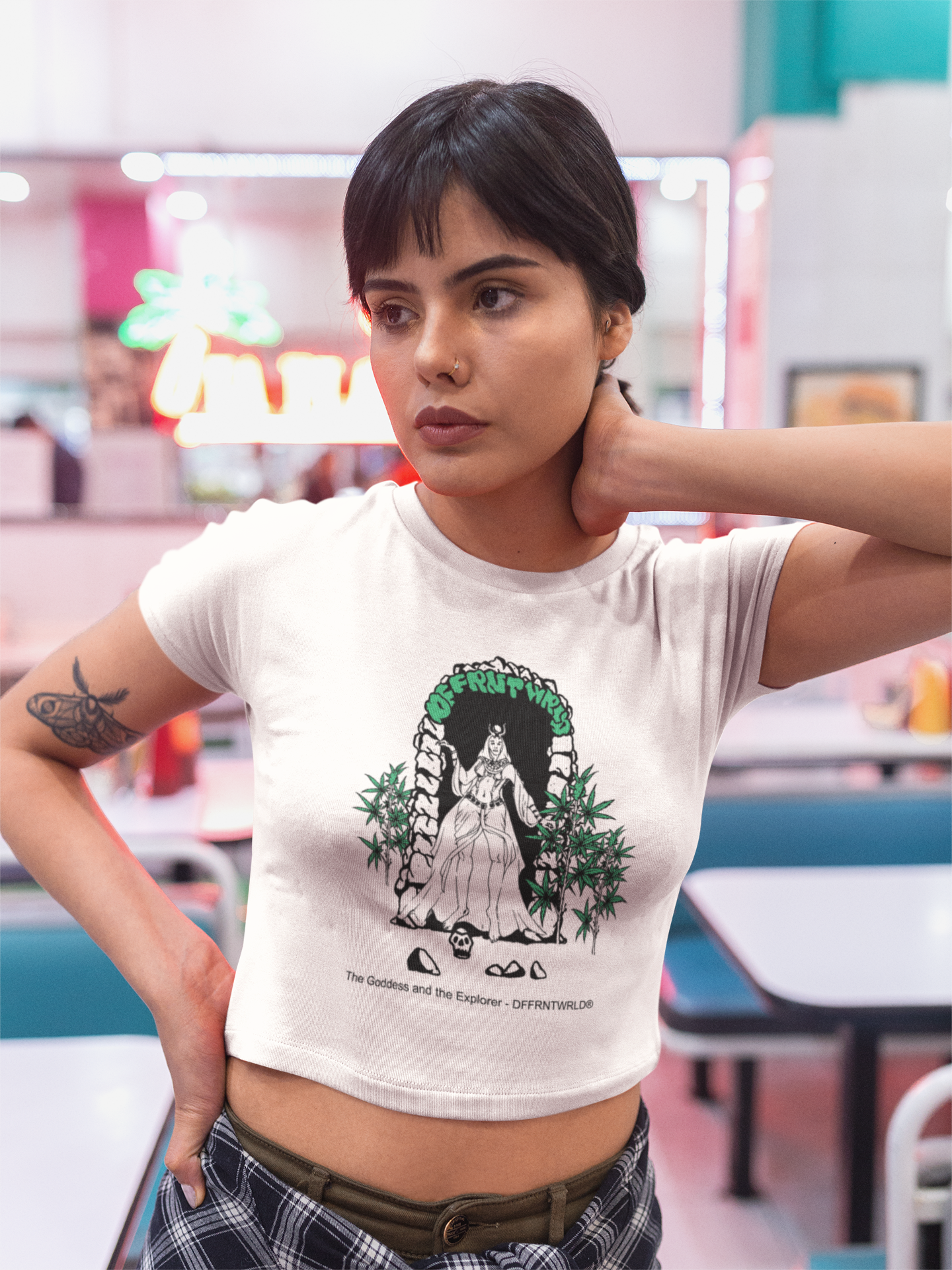 DFFRNTWRLD® The Goddess & The Explorer Crop Tee