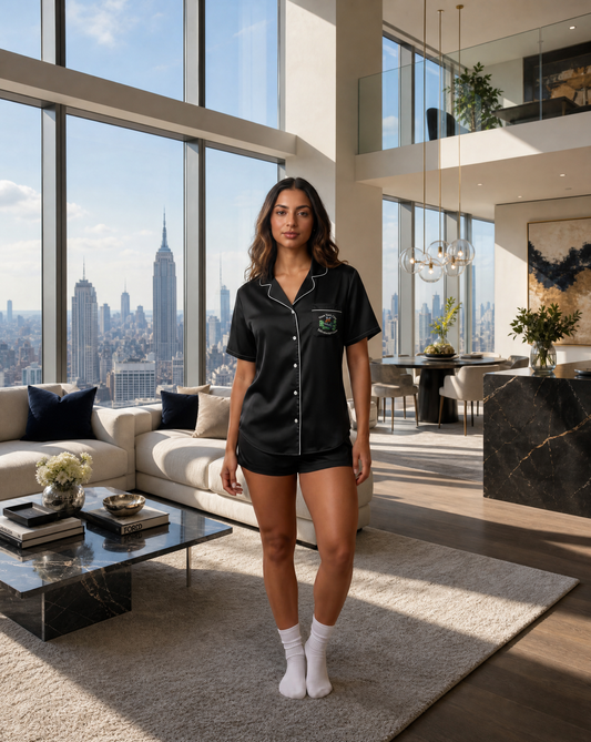 Casino Night Shirt All-Over Print Women's Satin Pajama Top