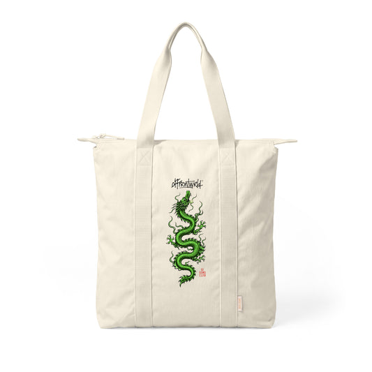 DFFRNTWRLD® Qi Gong Club Nylon Carry-All Tote, Ivory, front view