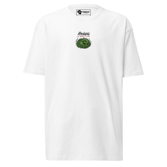 DFFRNTWRLD® Qi Gong Embroidered Premium Heavyweight T-Shirt, White, front view