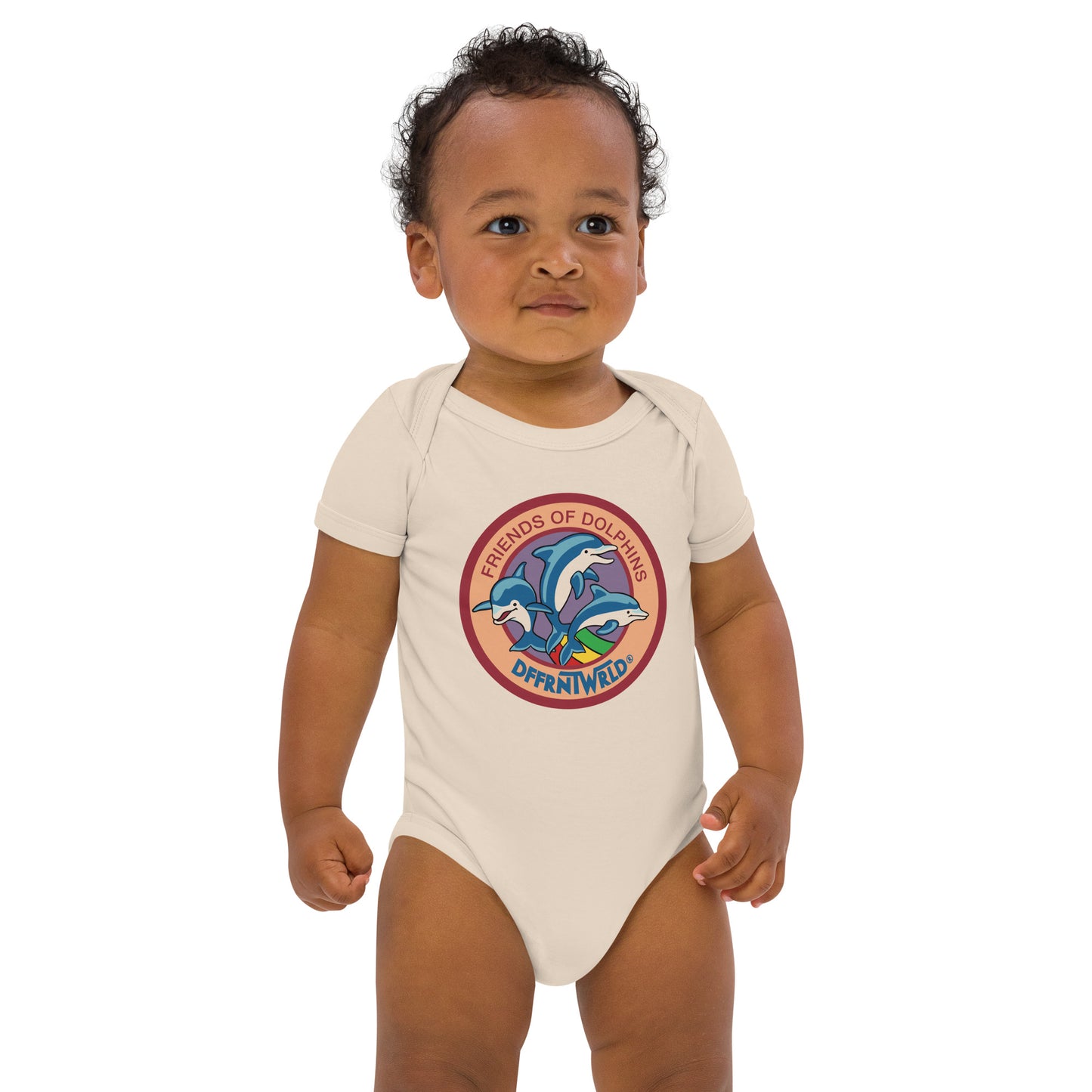 DFFRNTWRLD® Friends of Dolphins - Organic cotton baby bodysuit