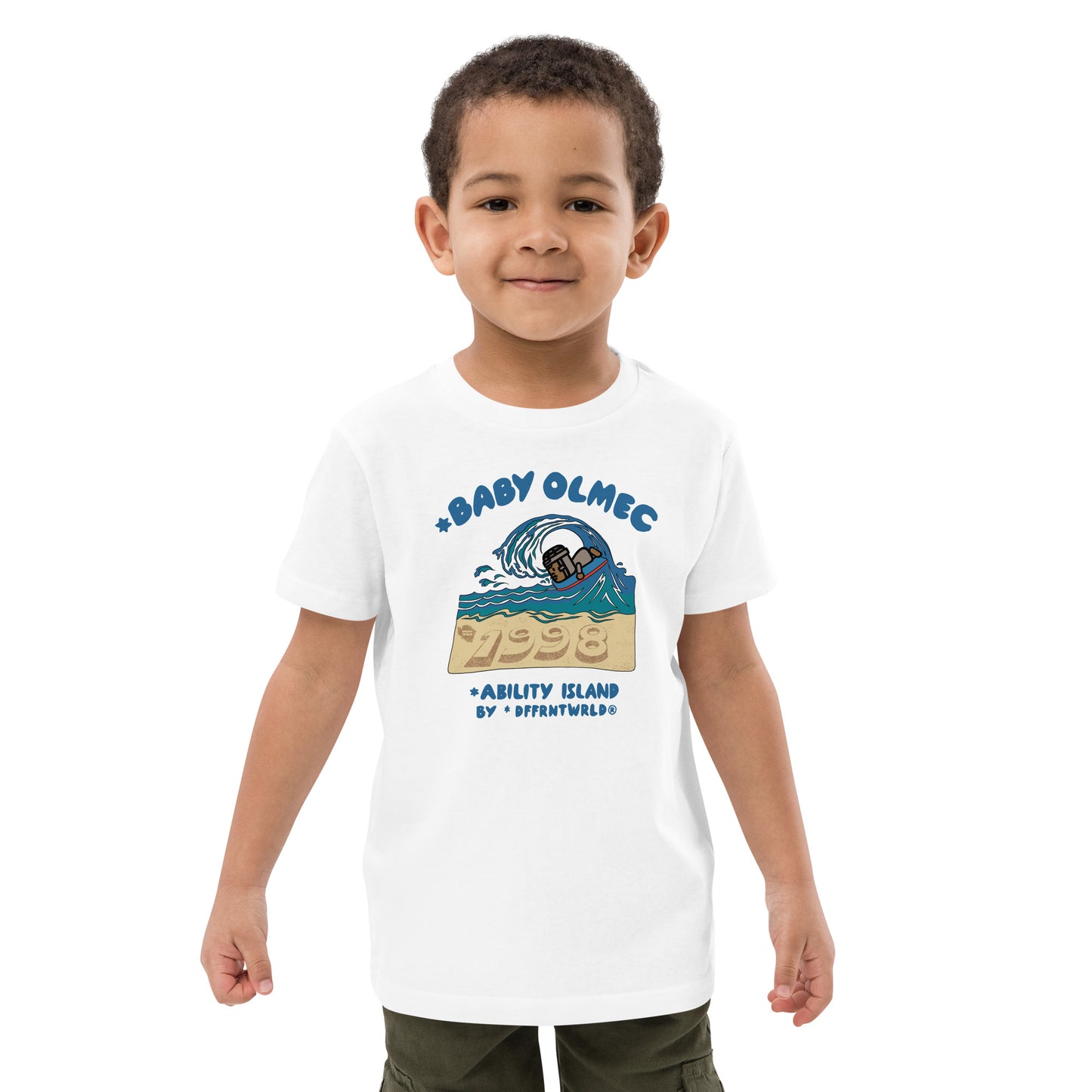 DFFRNTWRLD® Baby Olmec x Ability Island BB - Organic cotton kids t-shirt