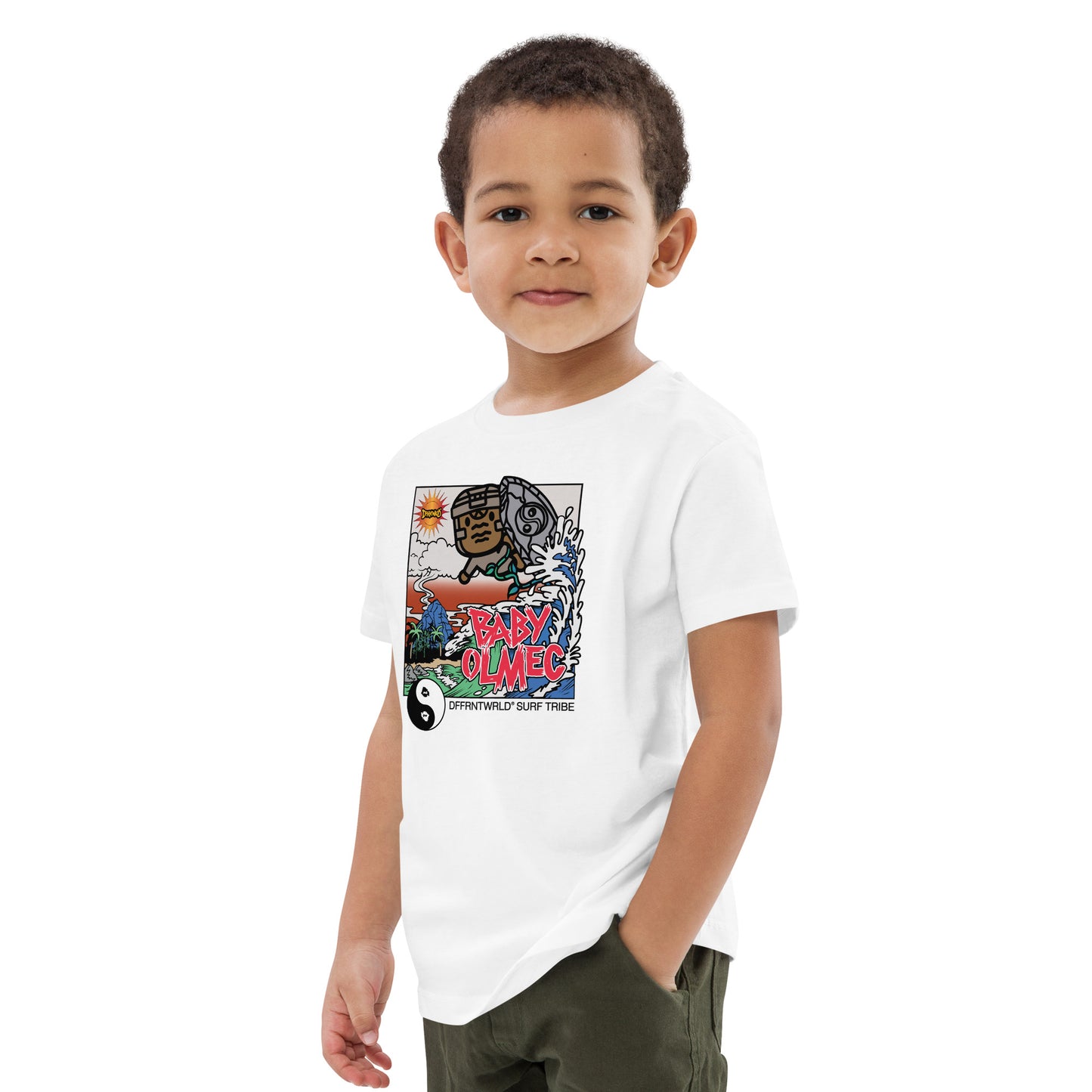 DFFRNTWRLD® Baby Olmec Surf Break - Organic cotton kids t-shirt