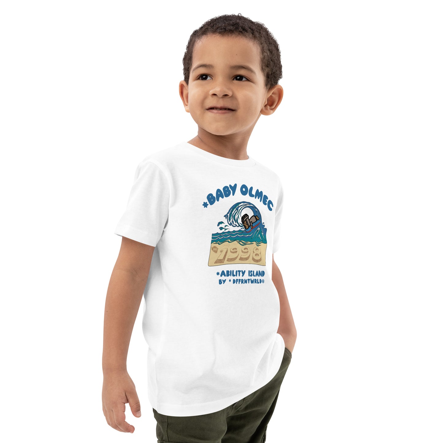 DFFRNTWRLD® Baby Olmec x Ability Island BB - Organic cotton kids t-shirt