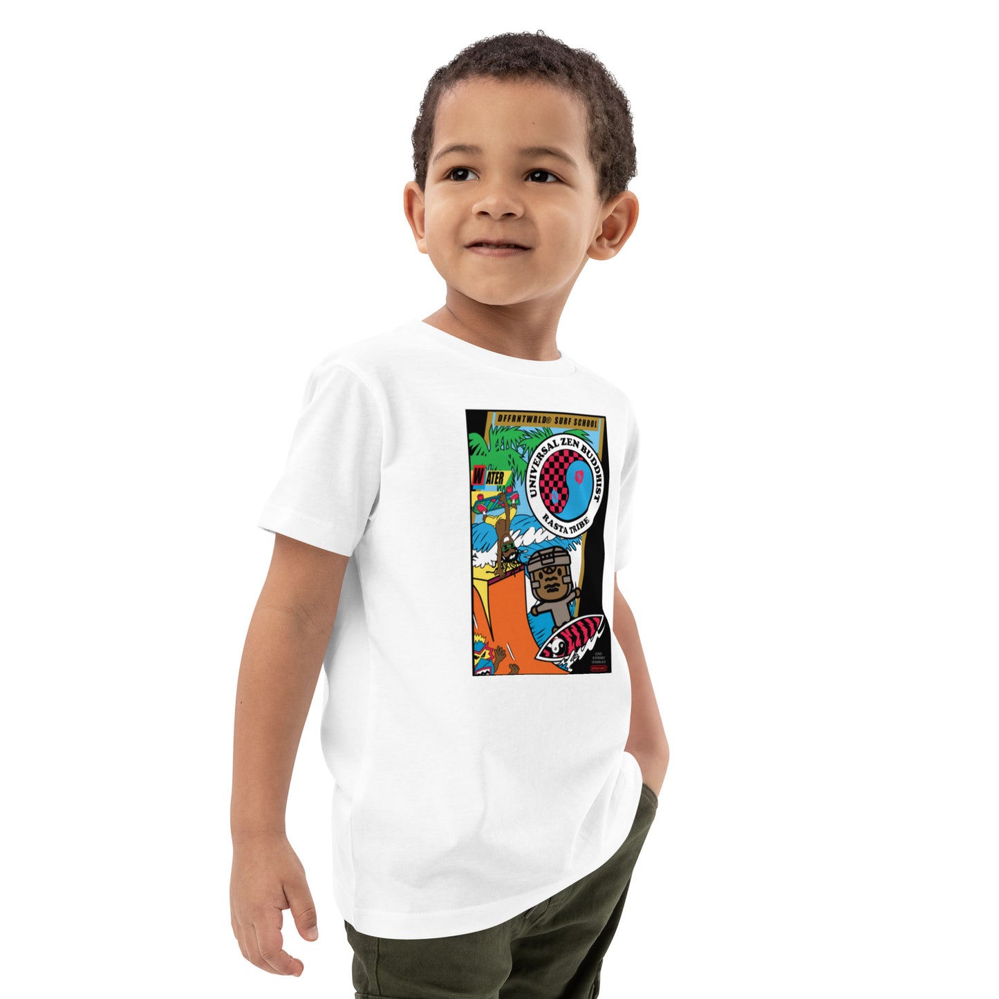 DFFRNTWRLD® Baby Olmec Surf School - Organic cotton kids t-shirt