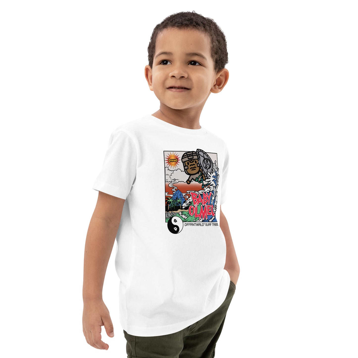 DFFRNTWRLD® Baby Olmec Surf Break - Organic cotton kids t-shirt