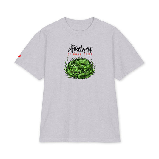 DFFRNTWRLD® Qi Gong Max Heavyweight T-Shirt, Heather Grey, front view
