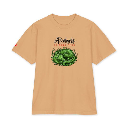 DFFRNTWRLD® Qi Gong Club Max Heavyweight Khaki T-Shirt, Khaki, front view